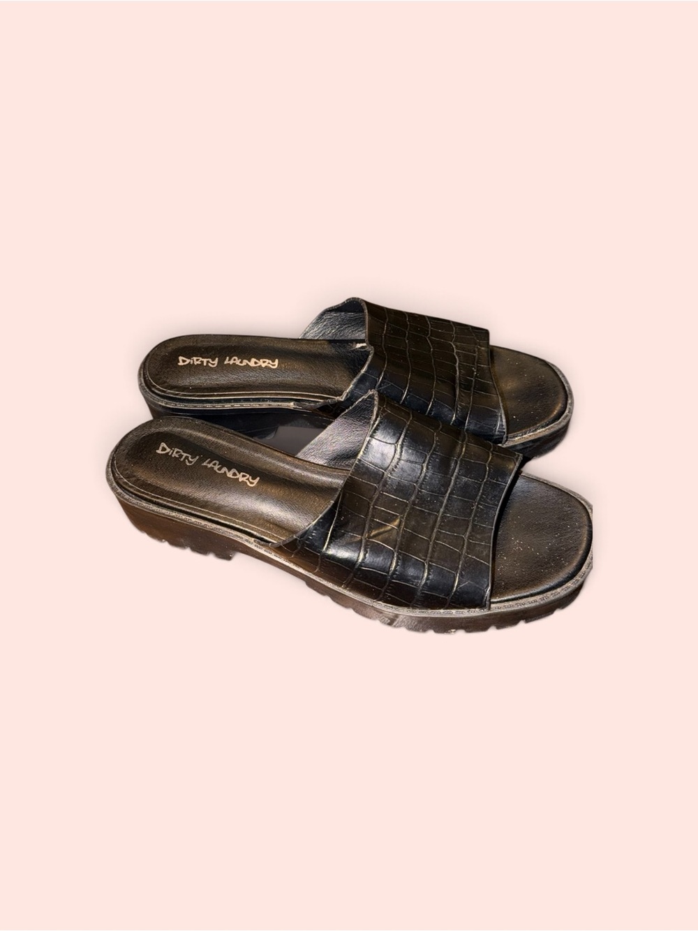 Dirty Laundry Black Croc-Embossed Slide Mules